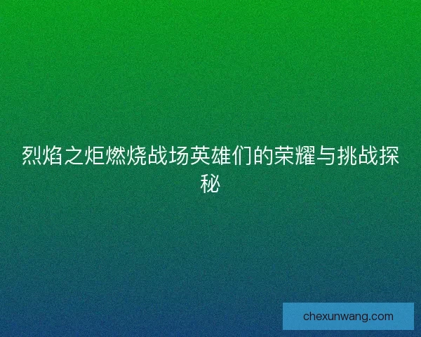 烈焰之炬燃烧战场英雄们的荣耀与挑战探秘