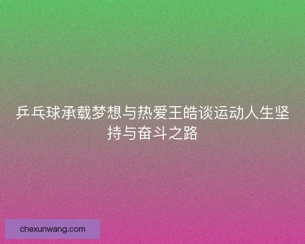 乒乓球承载梦想与热爱王皓谈运动人生坚持与奋斗之路