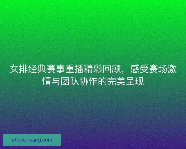 女排经典赛事重播精彩回顾，感受赛场激情与团队协作的完美呈现