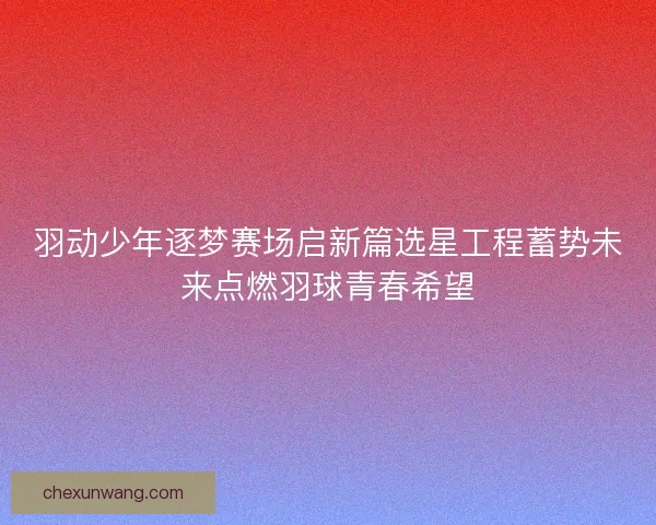 羽动少年逐梦赛场启新篇选星工程蓄势未来点燃羽球青春希望